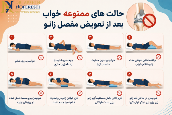 حالت ممنوعه خواب بعد از تعویض مفصل زانو